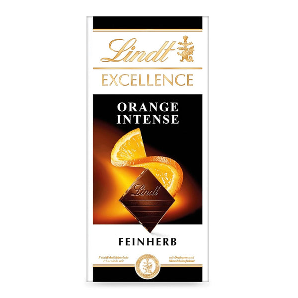 Lindt EXCELLENCE Orange Intense | 100 G Tafel | Zartbitter-Schokolade Mit Orangen- & Mandelstückchen | Intensiver Kakao-Geschmack | Edle Schokoladentafel