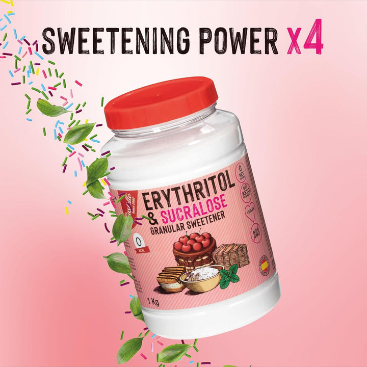 Erythrit + Sucralose 1:4 Süßstoff | 1G = 4G Zucker | 0 Netto-Kohlenhydrate - 0 Kalorien - 0 Glykämischer Index - Keto - Kein GVO - Castello since 1907 - 1 Kg