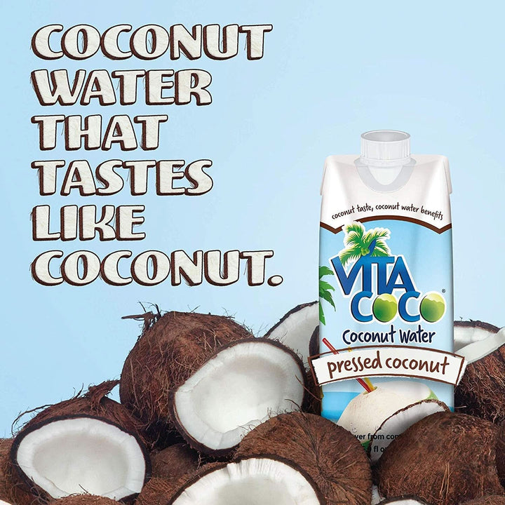 Vita Coco - Apă de nucă de cocos presată 12 X 330 ml, hidratantă naturală cu electroliți, fără gluten, plină de vitamina C și potasiu