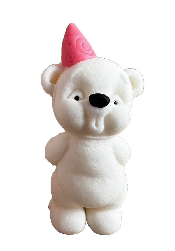 Edible decoration of sugar paste, pink hay teddy bear, girls