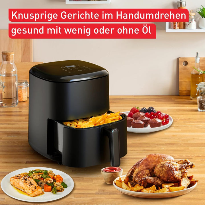 Tefal Easy Fry Max 5L Heißluftfritteuse, 10 Automatische Garprogramme, Digitaler Touchscreen, Zeit-/Energiesparend, Antihaftbeschichtung, Schwarz, EY2458