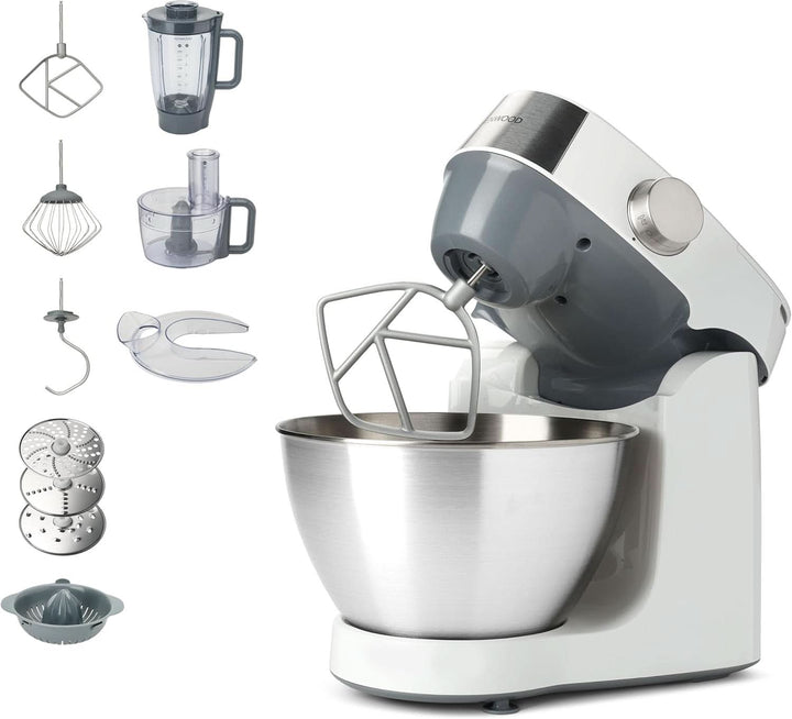 Kenwood Prospero+ KHC29A.R0SI Küchenmaschine, 4,3 L Edelstahlschüssel, Inkl. 10-Teiligem Zubehör-Set Mit Fleischwolf, Glas-Mixer, Zitruspresse, Entsafter Und Mehr, Inkl. Easyweigh Waage, 1000W, Silber