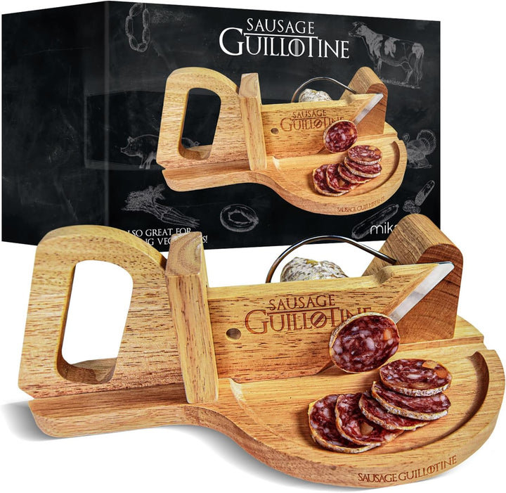 - Wurst Schneider Guillotine - Traditionelle Wurstschneidemaschine - Sausage Guillotine - 30 X 19 X 12 Cm - Massivholz