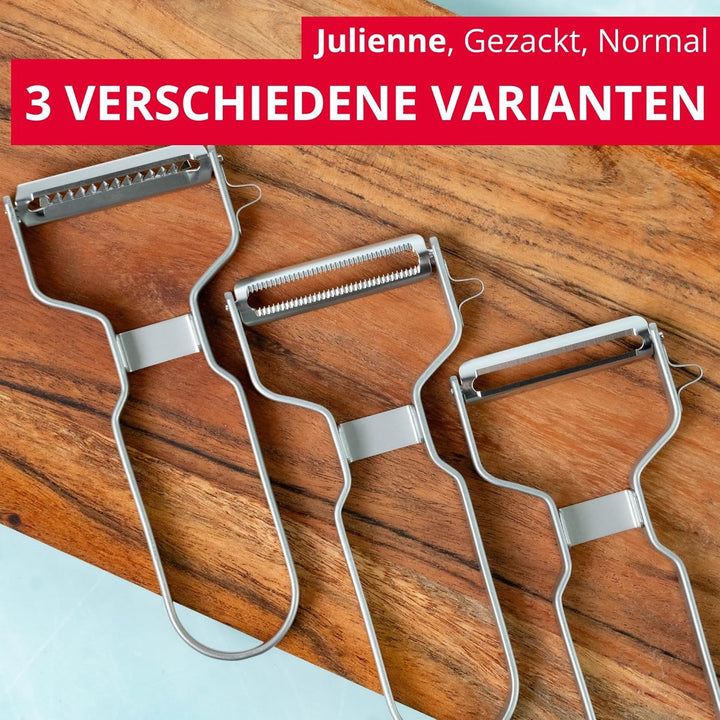 Westmark Sparschäler Julienne – Dünne Gemüsestreifen Für Suppen- & Wok-Perfektion Schneiden Leicht Gemacht, Scharfe Klinge Für Rechts- & Linkshänder – Robuster Edelstahl