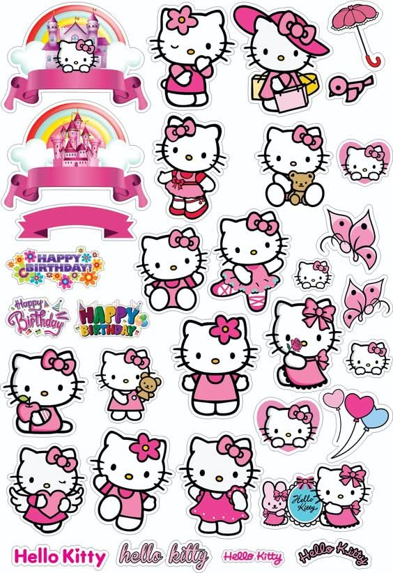 Imagine comestibila, vafa sau icing, format A4, Hello Kitty - Naty Shop 