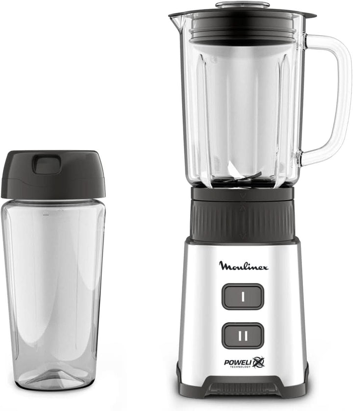 Pulseo LM17GD Standmixer, 400 W, 4 Klingen, 700 Ml, Tragbarer 600-Ml-Behälter, 2 Geschwindigkeitsstufen, Für Säfte Und Smoothies, Edelstahl