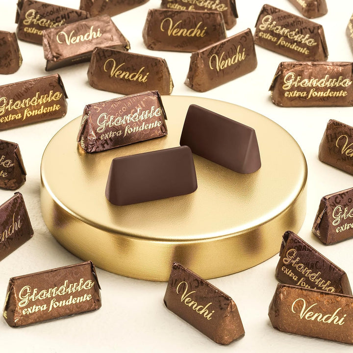 Venchi Gianduiotti Aus Extra Dunkler Schokolade, Pralinen in Großpackung 1 Kg – Gianduja-Zartbitterschokolade Mit Haselnüssen – Glutenfrei