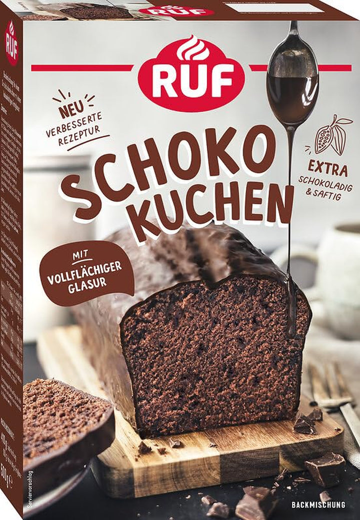 RUF Nusskuchen, Backmischung Mit Schneller Und Einfacher Zubereitung, Nussig Und Locker Mit Glasur, Als Grundlage Für Rüblikuchen, Vegan, 1 X 520G