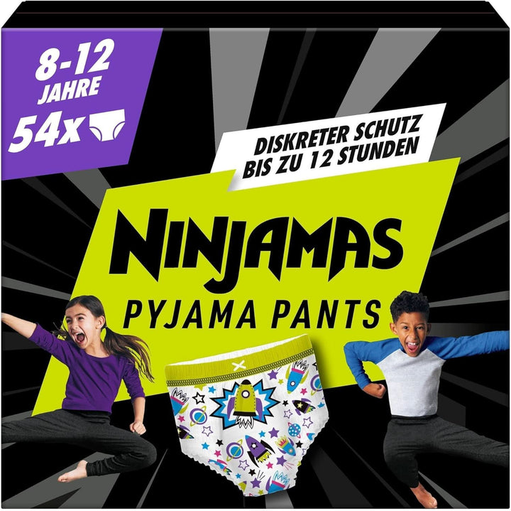 Pantaloni de pijama Ninjamas Hearts, 60 pantaloni de noapte absorbanți, 7 ani, 17Kg-30Kg