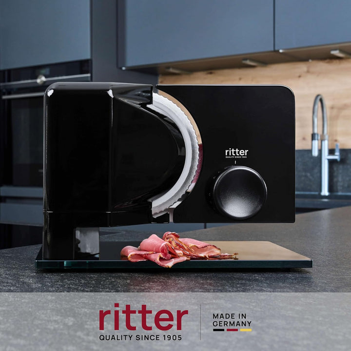 Ritter Sono 2 Elektrischer Allesschneider & Brotschneidemaschine Aus Metall Mit Eco-Motor, Made in Germany, Schwarz