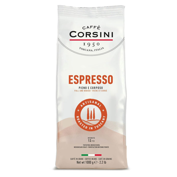 Corsini Caffe Super Cremoso in Grani Italienischen Espresso Bohnen - Mischung Aus Erstklassigen Kaffeesorten Für Einen Vollmundigen Kaffee Mit Starkem Charakter Und Lang Anhaltendem Nachgeschmack