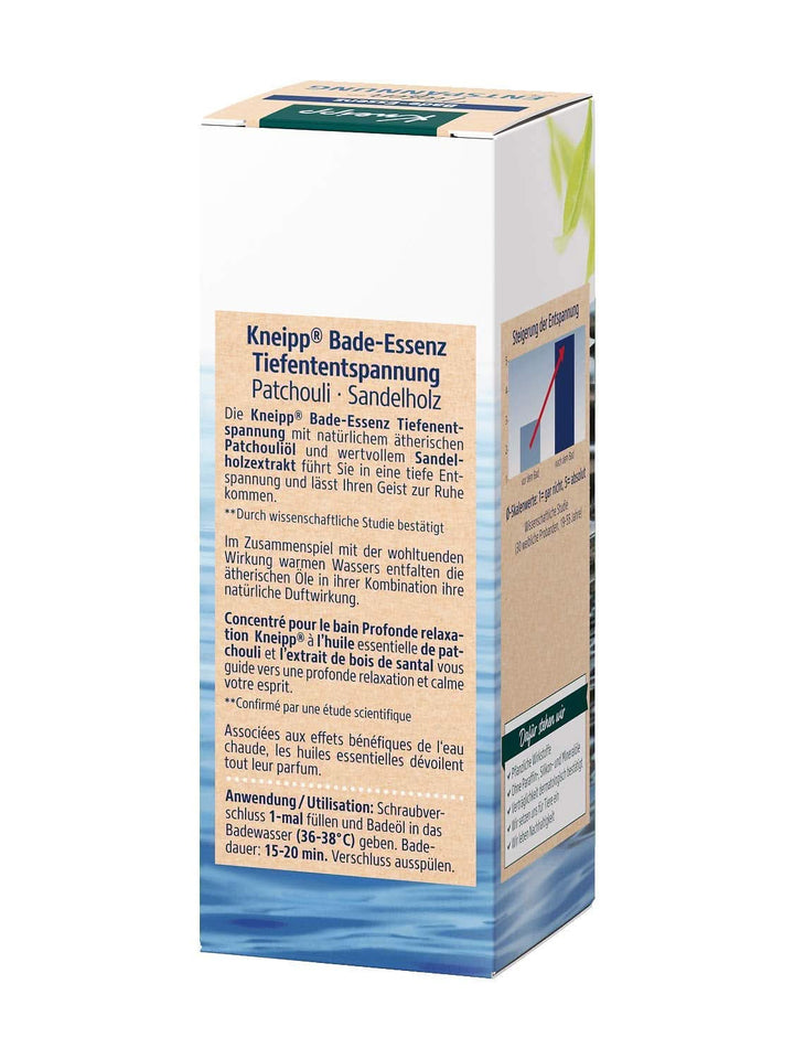 Kneipp , ulei de baie cu ulei esențial natural de patchouli și extract de lemn de santal pentru relaxare profundă și calmare, 100ml