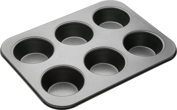 Masterclass Tiefes Muffinblech/Yorkshire Puddingform, 6-Loch-Form Mit PTFE-, PFOA- Und Bpa-Freier Antihaftbeschichtung, Robuster 1 Mm Kohlenstoffstahl, Grau, 35 X 26 Cm