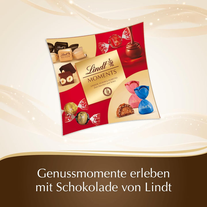 Lindt Schokolade Moments Sharing | 223G | Raffinierte Mischung Aus Feinsten LINDOR Kugeln, Knackig-Nussiger NUXOR Gianduja-Schokolade Und Knusprigen FIORETTO Pralinés | Schokoladen-Geschenk