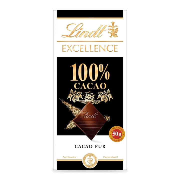 Lindt EXCELLENCE 100 % Kakao - Edelbitter-Schokolade | 50 G Tafel | Extra Kräftige Bitter-Schokolade | Intensiver Kakao-Geschmack | Dunkle Schokolade | Vegane Schokolade | Schokoladengeschenk