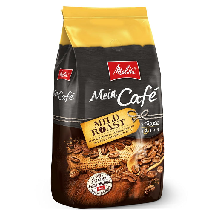 Melitta Mein Café Medium Roast, Ganze Kaffee-Bohnen, Ungemahlen, Kaffeebohnen Für Kaffee-Vollautomat, Mittlere Röstung, Stärke 3