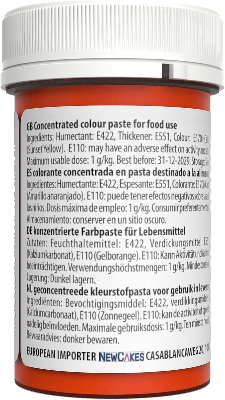 Sugarflair Lebensmittelfarbe Pasta Pastel Orange, Pasta Lebensmittel Farbe Für Fondant Und Marzipan, Spectral Concentrated Paste Colours - 25G