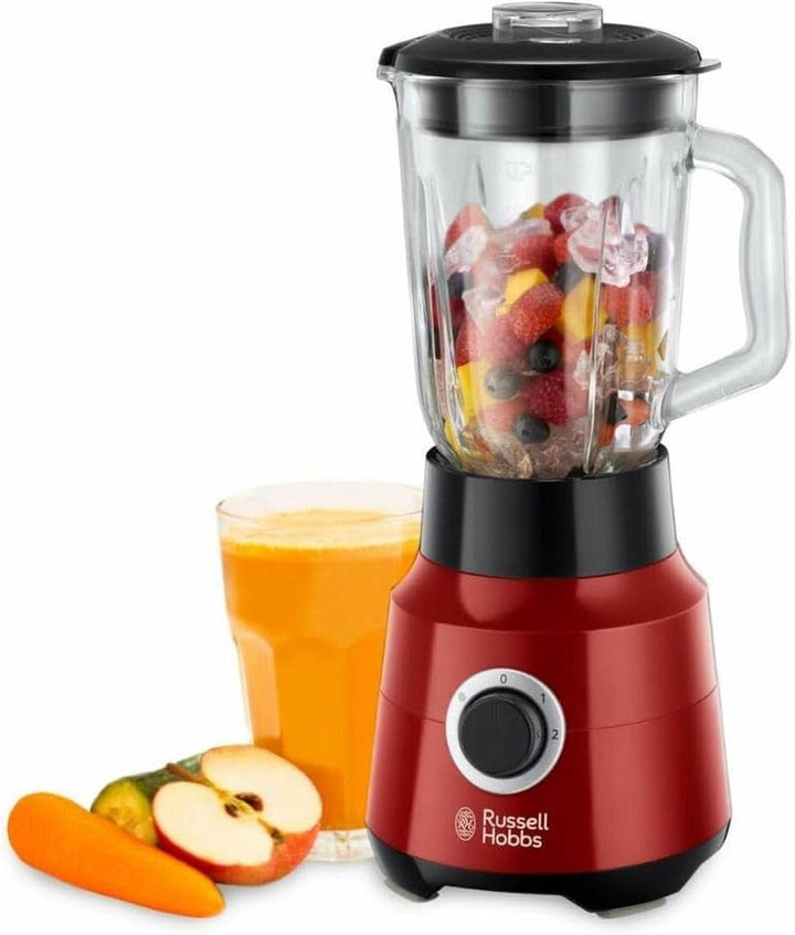 Russell Hobbs Standmixer [1,5L Glasbehälter] Desire Rot (Starker 0.9PS Motor, Impuls-/Ice-Crush-Funktion, Edelstahlmesser, Bpa-Frei Mixer, Elektrischer Zerkleinerer, Smoothie-Maker) 24720-56