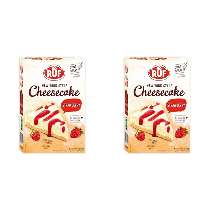 RUF New York Cheesecake Strawberry No Bake, Cheesecake american original cu sos de căpșuni, 360 grame