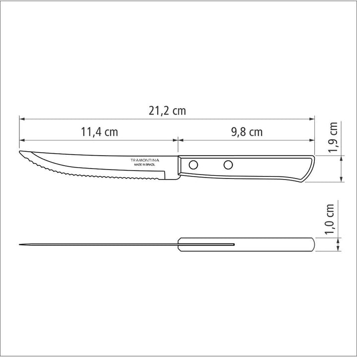 Tramontina Grillbesteck Set, 14-Teilig, Edelstahl, Grillset Mit Steakbesteck, Tranchiergabel Und Tranchiermesser, FSC