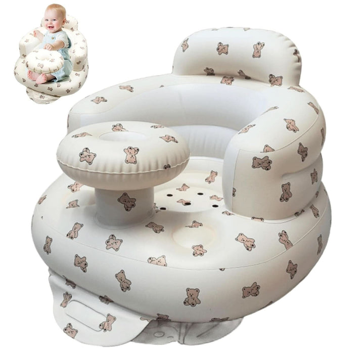 Jdblissful Aufblasbarer Sitz Baby Ab 3-36 Monate, Baby Sitzhilfe Mit Gurtzeug Baby Sofasitz Baby Bodensitze, PVC Badewannensitz Baby Mit Luftpumpe, Tragbarer Aufgeblasene Esszimmerstuhl Für Baby