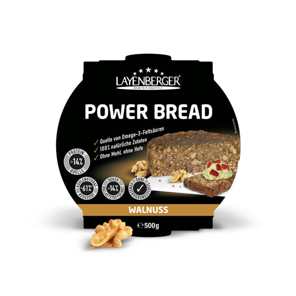 Layenberger Prower Bread Walnuss, Eiweiß- Und Ballaststoffquelle, Ohne Konservierungsmittel, Ohne Hefe, Ohne Mehl, Mit 14G Protein Pro 100G, (1 X 500G)