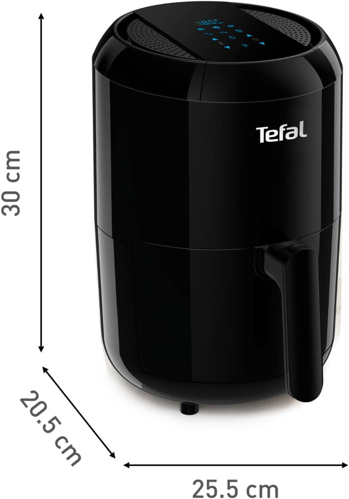 Tefal EY3018 Easy Fry Compact Heißluftfritteuse|1,6L|6 Kochprogramme|Digitales Display|Timer|Gesund Ohne Fett/Öl|Knusprige Pommes|Hot Air Fryer Für 1-2 Personen|1400W|25X25X35Cm,Schwarz