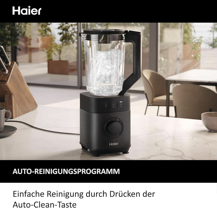 Haier Mixer Mit Ice-Crush-Funktion & Smoothie Maker, 1200W I Standmixer Mit 1,7L Glasbehälter & 0,6L To-Go-Flasche I Selbstreinigungsfunktion, Spülmaschinenfest & 5 Geschwindigkeiten [Serie 5-HBL5B2]