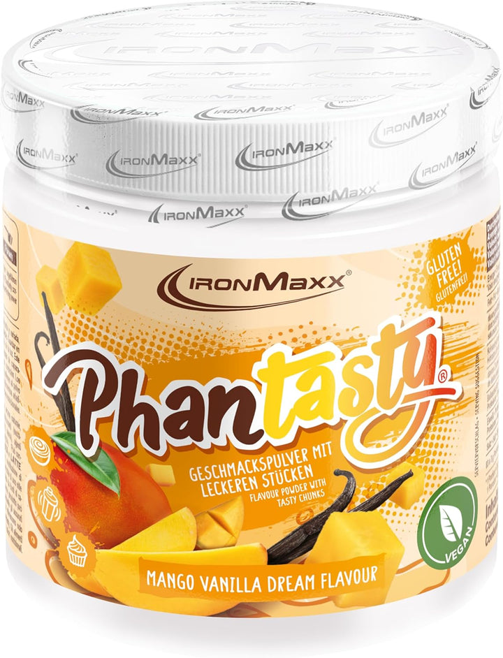 Ironmaxx Phantasty - Creamy Peach 250G Dose | Veganes Geschmackspulver Mit Echten Frucht- Oder Nussstückchen | Perfekter Zuckerersatz