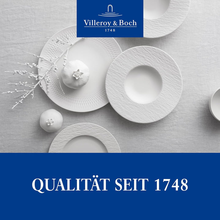 Villeroy & Boch – Manufacture Rock Blanc Geschirrset 6 Teilig Weiß, Spülmaschinenfest, Mikrowellensicher, Geschirr Modern, Starter Set, Speiseteller, Pastateller, Müslischalen, Premium Porzellan