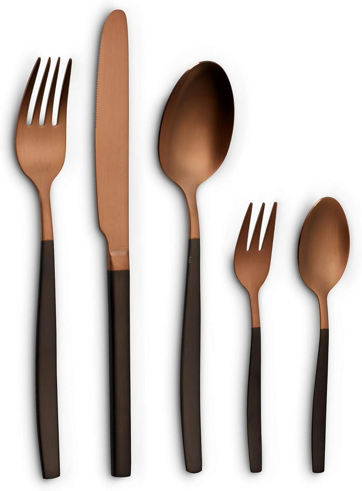 Echtwerk Tafelbesteck Positano Due-Bronze/Black Edition, 20-Teilig, Für 4 Personen, 18/10 Mattiert, Edelstahl, Hochwertiges Besteck Set, Für Esstisch, Tischdeko Für Hochzeiten Und Festliche Tafeln