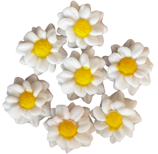 Set 7 edible decorations from sugar paste, white flowers