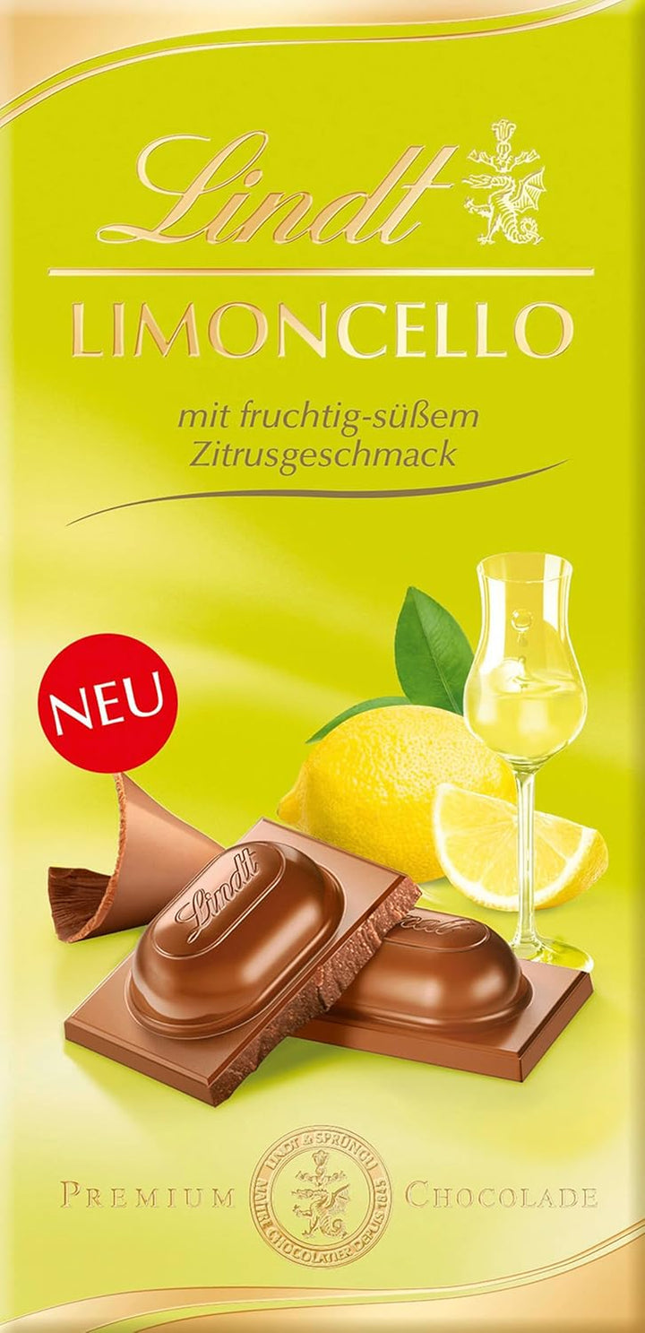 Lindt Schokolade Limoncello | 100 G Tafel | Zartschmelzende Vollmilch-Schokolade Mit Fruchtigem Limoncello Geschmack | Schokoladentafel Für Genießer | Schokoladengeschenk