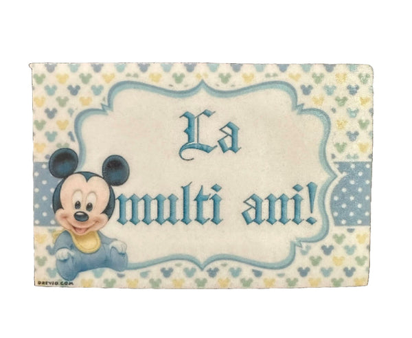 Decoratiune comestibila din zahar, Mickey Mouse - "La multi ani!" - Nati Shop