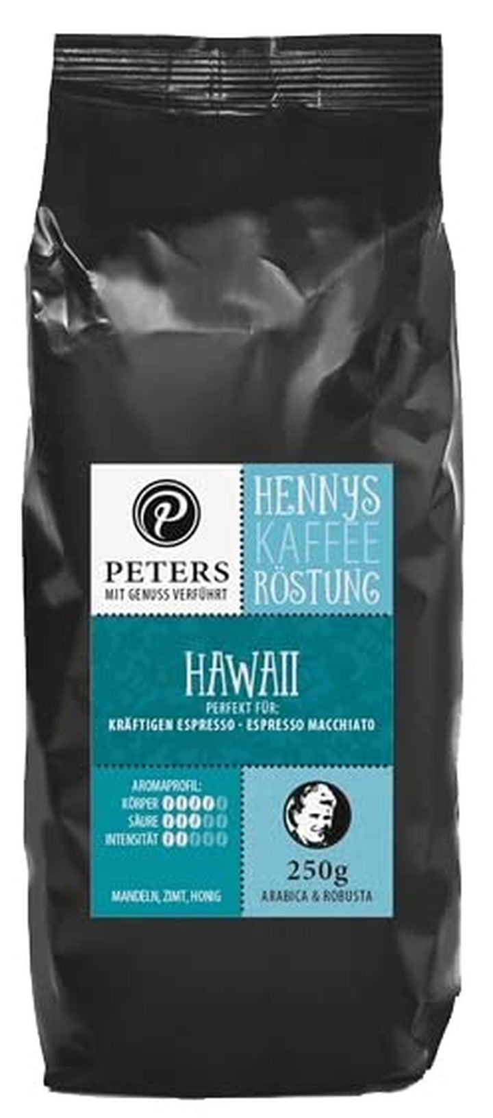 Peters Mit Genuss Verführt | Henny'S Röstung Crema Mild | Sprechender Kaffee AR | Augmented Reality App | Ganze Bohnen | Kaffeebohnen | Ideal Für Vollautomaten | Arabica | Mit Koffein | 250G