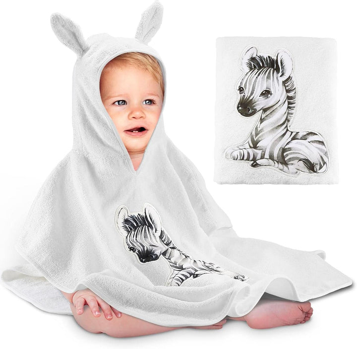 Kapuzenhandtuch Baby Handtuch Kapuze 100% Baumwolle Badeponcho Kinder- Oeko TEX - Babyhandtuch Mit Kapuze Weich & Super Saugfähig 0-3 Jahre-Löwe