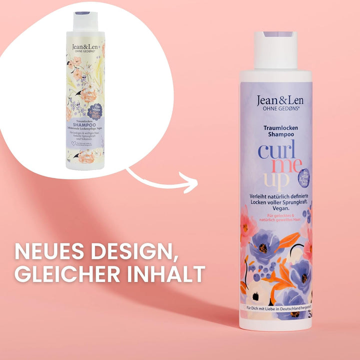 Jean & Len Traumlocken Shampoo Reiswasser & Açaibeere, Für Lockiges & Welliges Haar, Verleiht Sprungkraft & Volumen, Fruchtiger Beeren-Duft, Haarshampoo, Ohne Parabene & Silikone, Vegan, 300 Ml