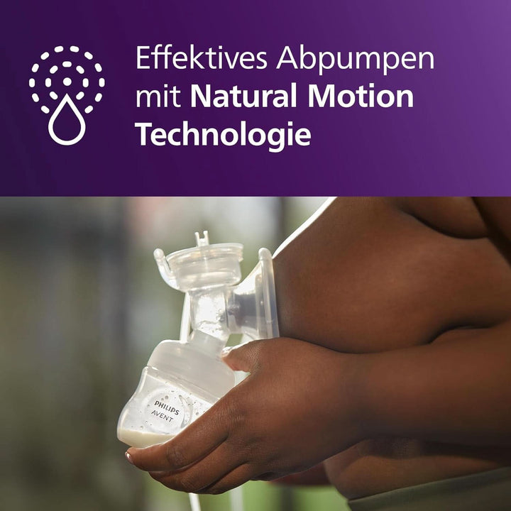 Philips Avent Elektrische Natural Motion Milchpumpe - Set Zum Abpumpen, Aufbewahren Und Füttern Inkl. Flaschen, Schnuller Und Becher (Modell SCD340/31)