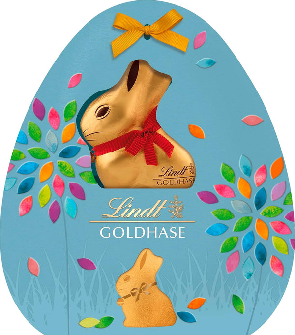 Lindt GOLDHASE Geschenk | 266 G | Vollmilch-Goldhasen & Schokoladen-Eier (Vollmilch, Cresta, Nougat) | Perfektes Schokoladen-Geschenk Für Ostern & Frühling