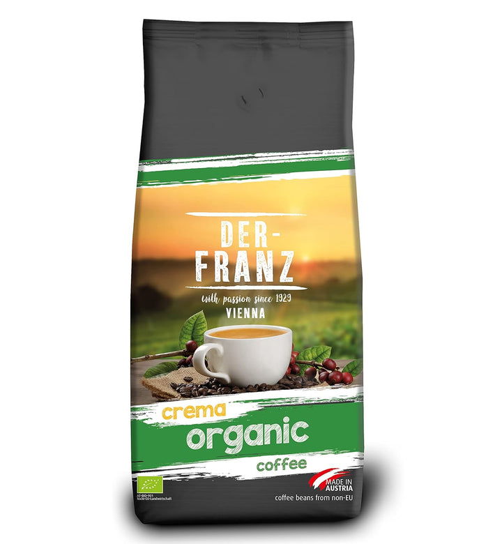 DER-FRANZ Kaffee Crema, Intensität 4/5, 100% Arabica, Ganze Kaffeebohnen, 1000G