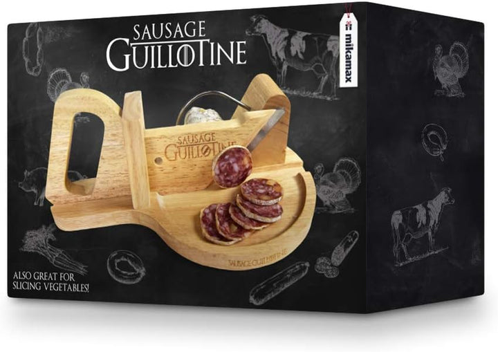 - Wurst Schneider Guillotine - Traditionelle Wurstschneidemaschine - Sausage Guillotine - 30 X 19 X 12 Cm - Massivholz