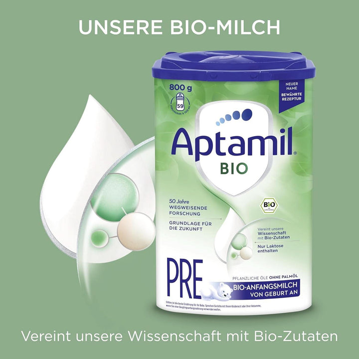 Aptamil Bio Pre – Anfangsmilch Von Geburt an – Pflanzliche Öle Ohne Palmöl – 1 X 800 G