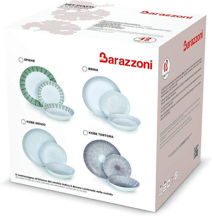 Barazzoni 82000625, Geschirr-Set, 18-Teilig, 6 Plätze, Grau, Porzellan