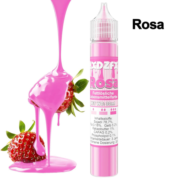 Fettlösliche Lebensmittelfarbe - 30Ml Konzentrat Ölbasis Lebensmittelfarben Für Schokolade, Lebensmittelfarbset Farbstoff Für Tortendeko, Fondant, Buttercream, Backen, Kunsthandwerk (Rosa)