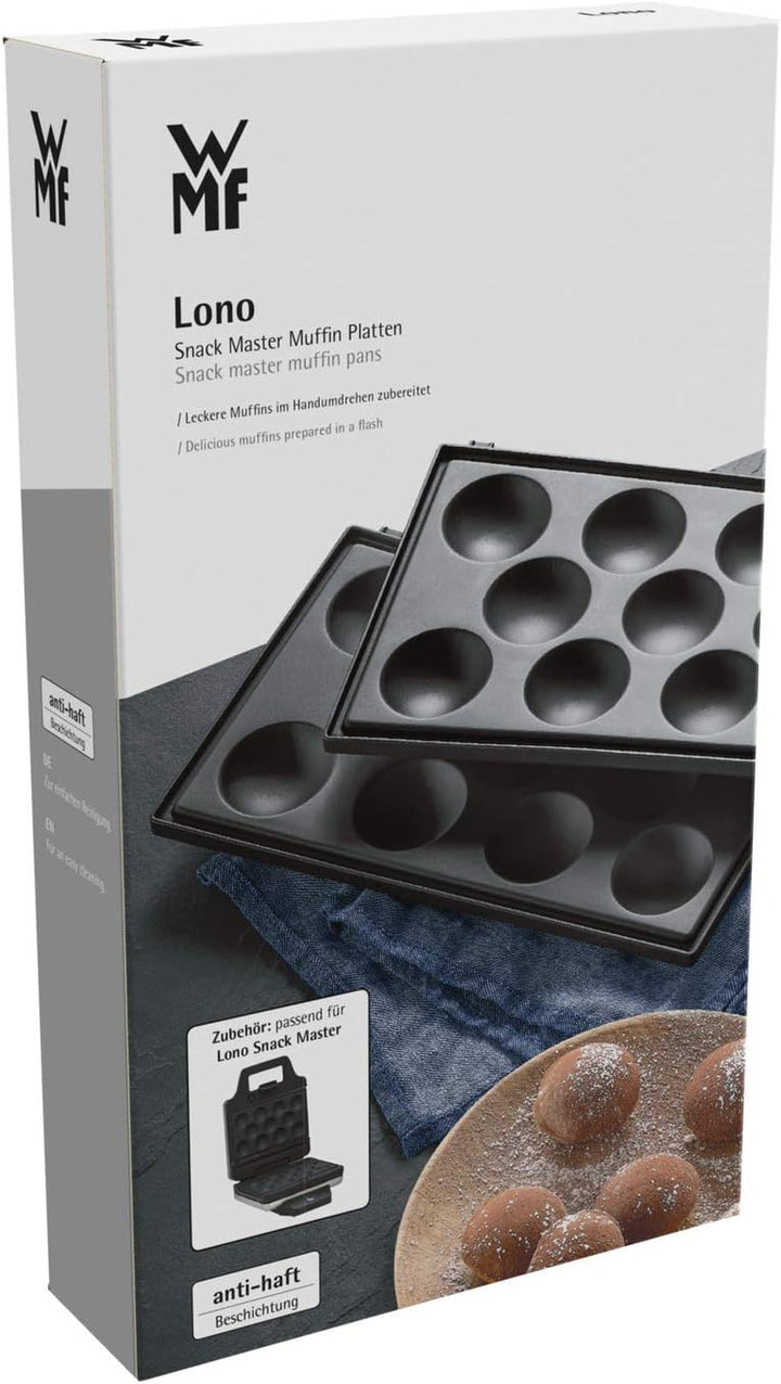 WMF Lono Snack Master Zubehör, Muffin Platten-Set, Cupcake Maker, 2 Abnehmbare Plattensets, Antihaftbeschichtet