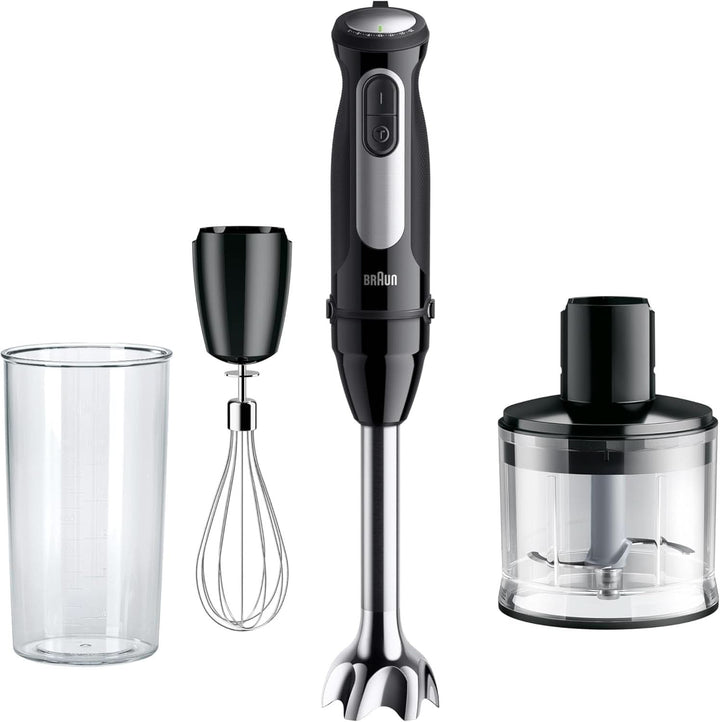 Braun Stabmixer MQ 5200WH - Multiquick 5 Vario Pürierstab Mit Edelstahl Mixfuß, 1000 Watt, Inkl. 600 Ml Mix- & Messbecher, Weiß/Grau